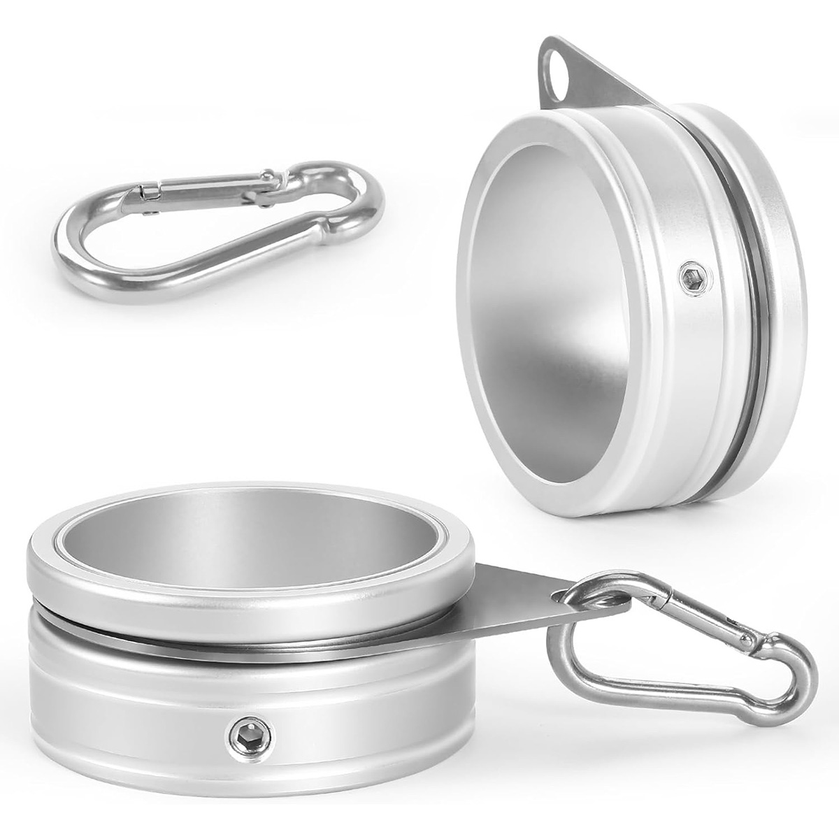 Flag Pole Rings - Aluminum Alloy Flag Pole Clips Swivels 360° Rotating Anti Wrap Mounting Ring with Carabiner Φ:2 Inch -Pack of 2 (Silver)