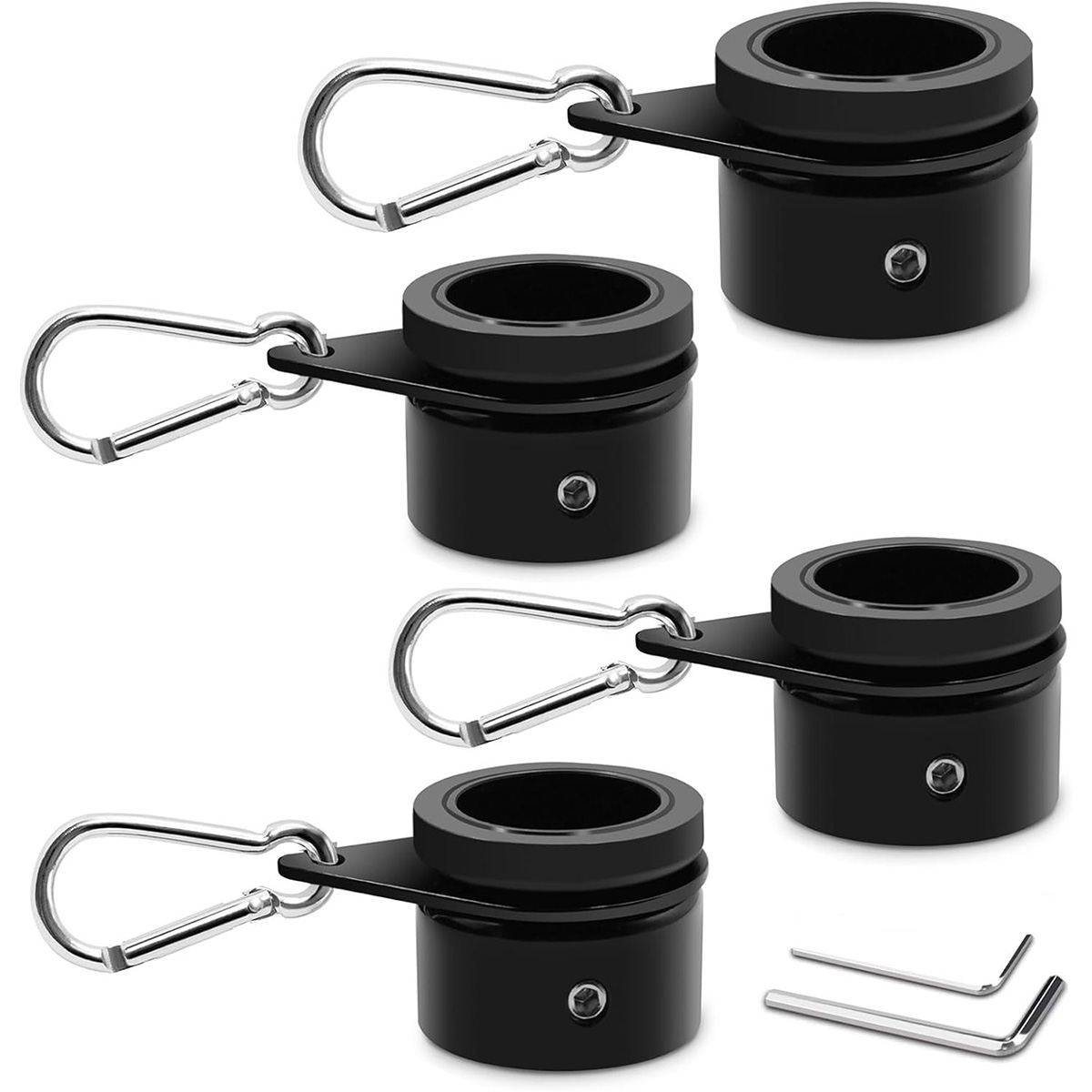 1.25" Flag Pole Rings - Aluminum Alloy Flagpole Rings 360° Rotating Anti Wrap Flag Mounting Ring - Pack of 4 (Black)