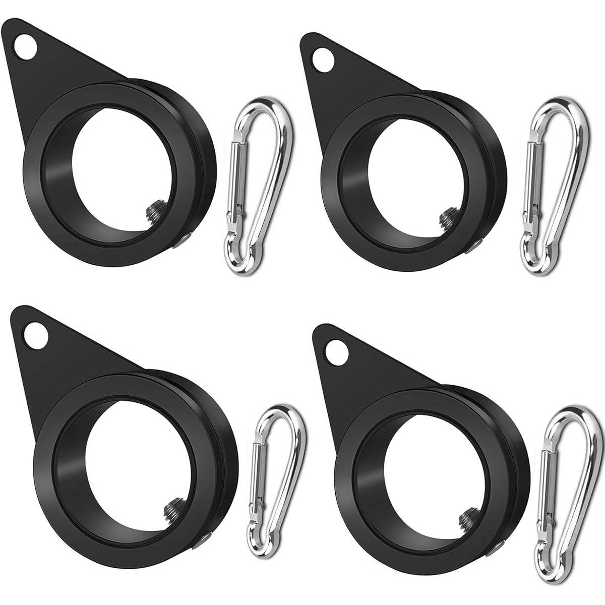 Anovo 1.25" Flag Pole Rings - Flagpole Rings Aluminum Alloy 360° Rotating Anti Wrap Flag Mounting Spinning Ring Clips (1.25 Inch -Pack of 4, Black)
