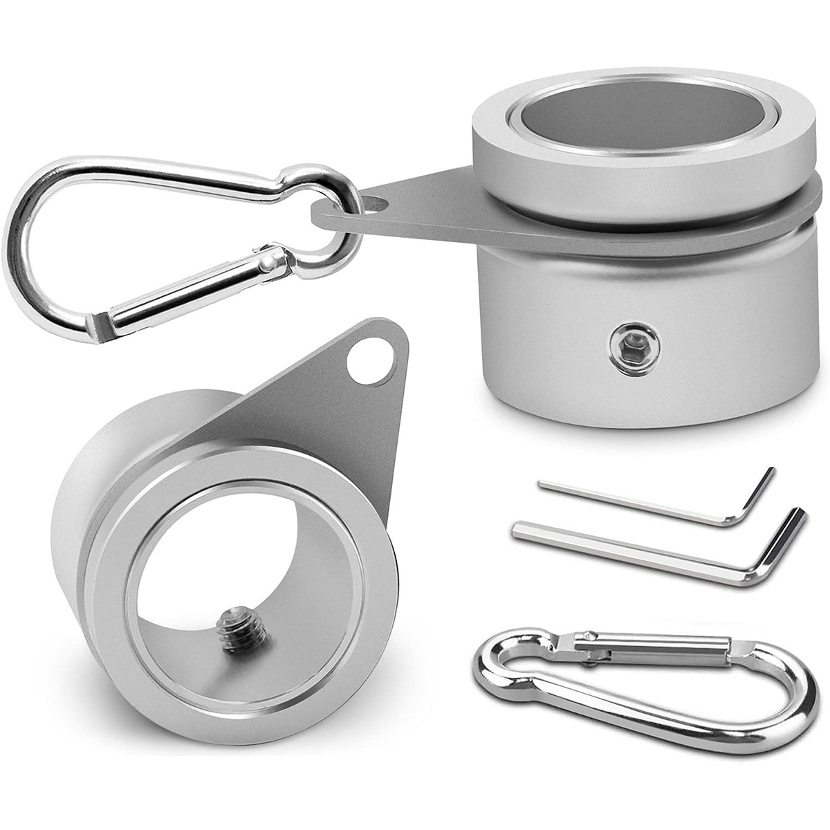 1.25" Flag Pole Rings - Aluminum Alloy Flagpole Rings 360° Rotating Anti Wrap Flag Mounting Ring - Pack of 2 (Matte Silver)