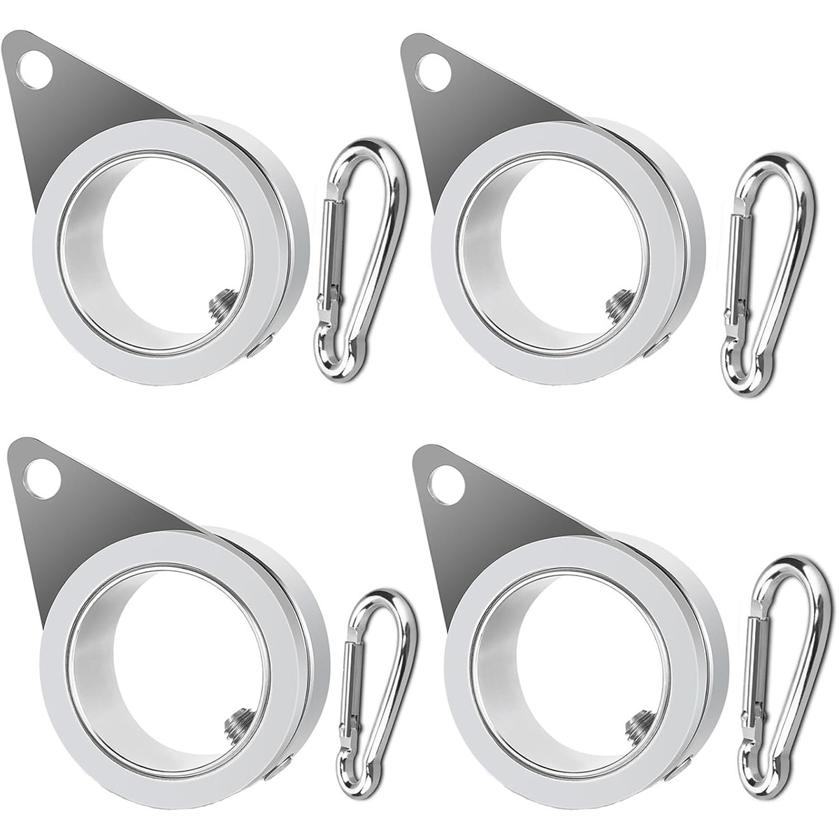 Anovo Flag Pole Rings - Flagpole Rings Aluminum Alloy 360° Rotating Anti Wrap Flag Mounting Spinning Ring Clips (1 Inch -Pack of 4, Matte Silver)