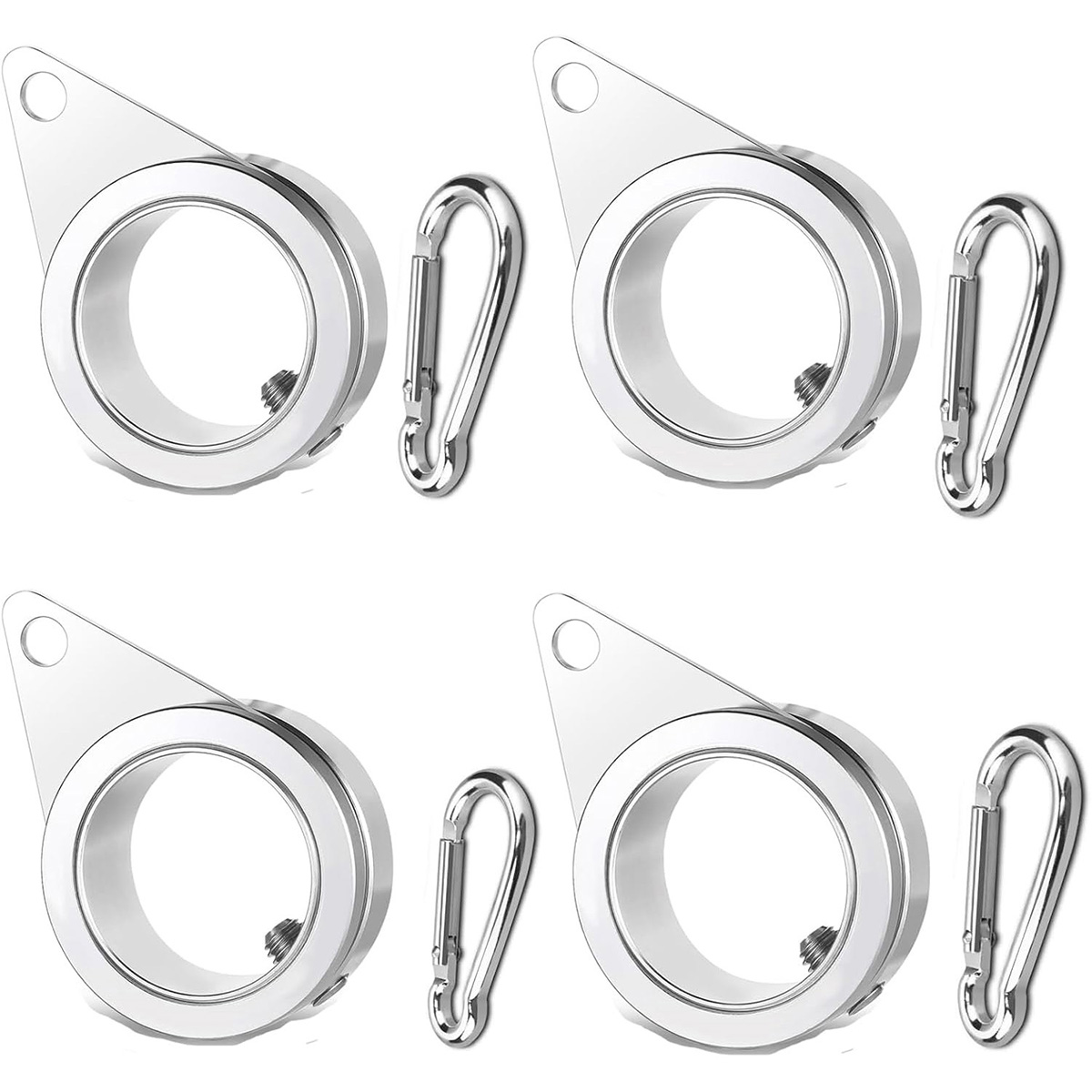 Anovo 1.25" Flag Pole Rings - Flagpole Rings Aluminum Alloy 360° Rotating Anti Wrap Flag Mounting Spinning Ring Clips (1.25 Inch -Pack of 4, Matte Silver)
